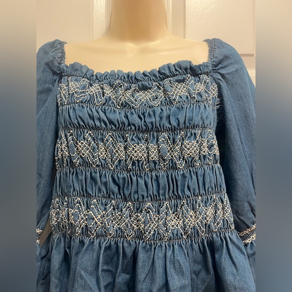 NWT Seventy + Mochi Sally 3/4
Sleeve Square Neck Top Blue Rodeo Vintage-Size 6 - Picture 5 of 12